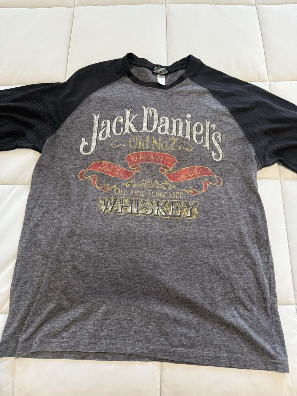 Jack Daniel’s Old No. 7 Licensed Graphic Raglan T-Shirt Gray Black Size L 2007